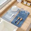 Drain Pad Easy To Clean Hanging Hole Anti-scalding Silicone Tableware Drying Mat Faucet Drip Protection Pad Kitchen Gadget