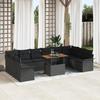 VidaXL Ensemble de canapé de jardin 11 pcs Noir Poly rotin, Canapé extérieur 5 places, mobilier en rattan, assise modulable, 3358123