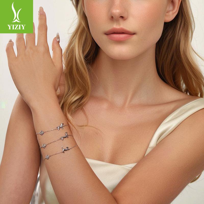 Dachshund Dog Bracelet Female Simple Cute Animal Puppy Cat S925 Sterling Silver Bracelet