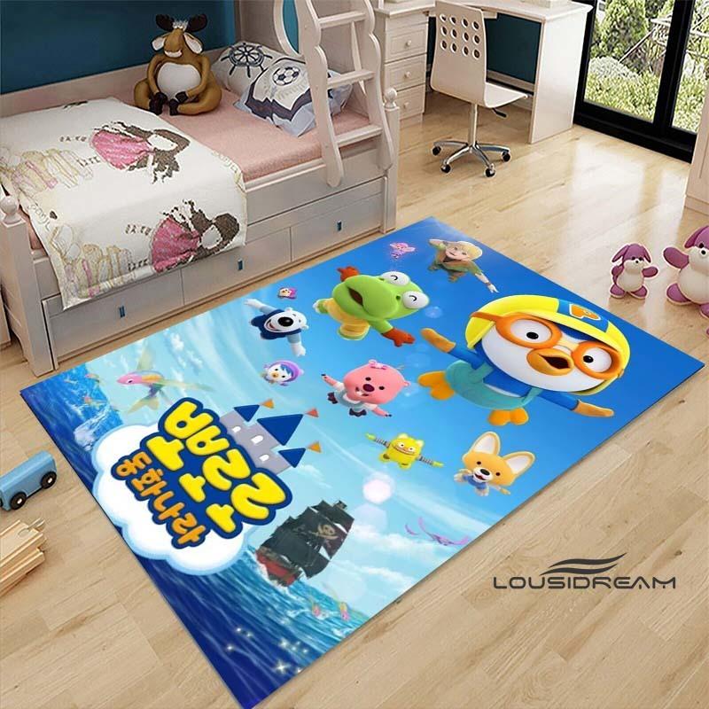 2026Cartoon P-Pororo-Park Pattern Carpets 15 Sizes Living Room Bedroom Bedside Floor Mat Area Rug Kid's Room Play Mat Home Decor