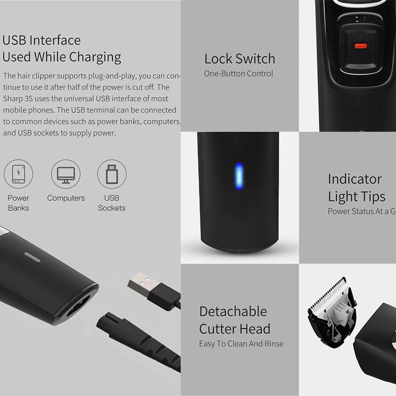 Xiaomi Электробритва ENCHEN Sharp3S, мужская электрическая машинка для стрижки волос, перезаряжаемая от USB, профессиональная триммерная машинка для стрижки волос