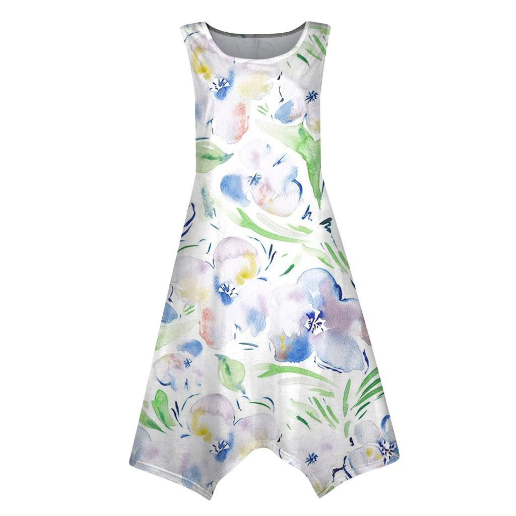 Женское повседневное модное платье без рукавов с круглым вырезом и нерегулярным подолом