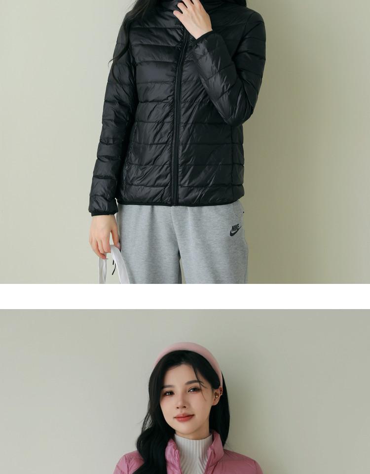 Женская облегченная куртка-пуховик - тонкая, однотонная, белый утиный пух, теплая, простой стиль