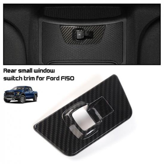 Rear Small Window Lift Panel Switch Cover Trim for Ford F150 15-17 Carbon Fiber
