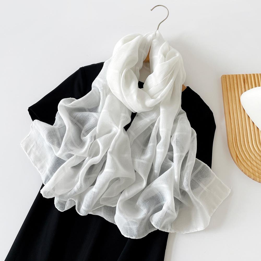 Элегантные женские шали корейские длинные шелковые шали простые роскошные шелковые шарфы женские