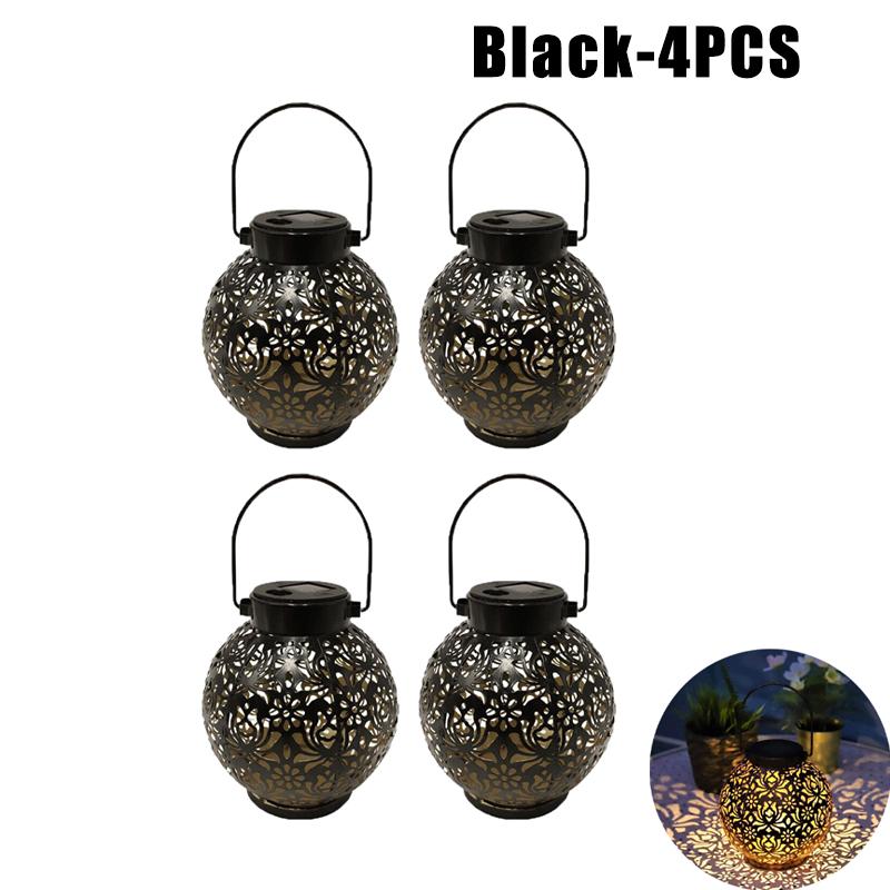 Марокканские фонари на солнечной батарее Металлические уличные подвесные фонари Водонепроницаемые для патио газона двора настольный декор окружающее освещение