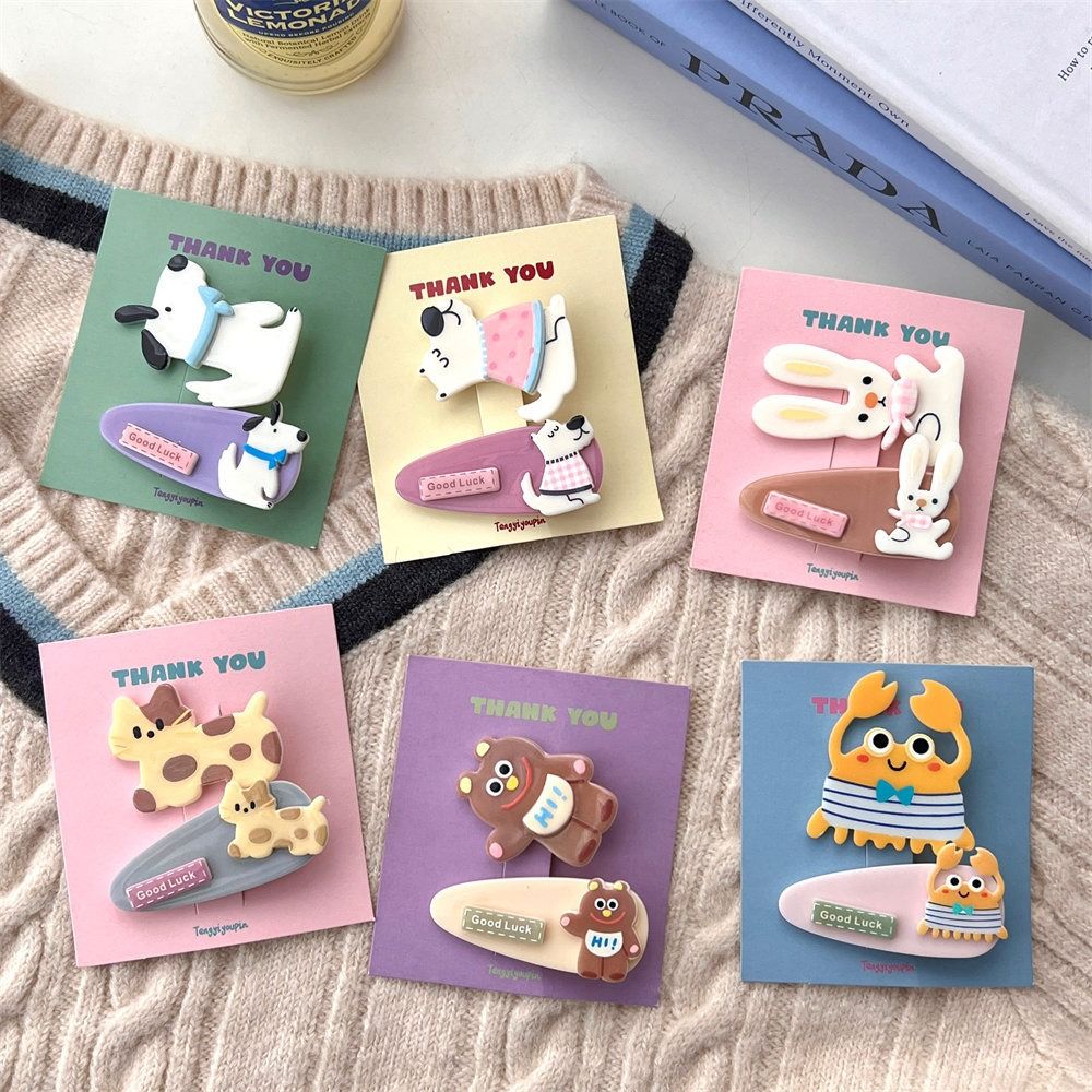 Kawaii Bear BB Clip Candy Color Cute Barrettes Set Funny Cartoon Mini Hair Clip Kids