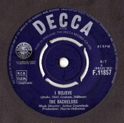 7-дюймовая пластинка BACHELORS - I Believe NONE Decca 1964 Ямайский поп Б/У