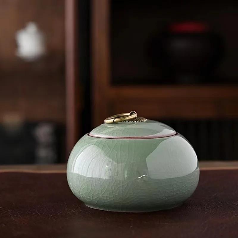 Керамическая маленькая чайная банка, китайская коробка для хранения всех видов чая, грубая керамическая банка, контейнер для чая пуэр, современный стиль