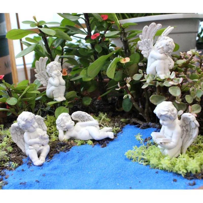 5pcs/set New Angel Plugin Garden Little Girl Resin Flower Insert Decoration Micro Landscape Garden Statue Ornament