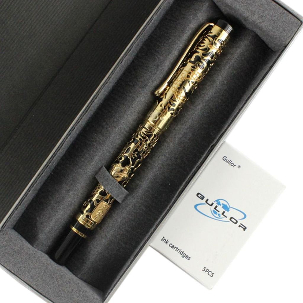 Gullor Продвинутая перьевая ручка Jinhao5000 Золотой и черный год Дракона с подарочной коробкой и картриджем с чернилами