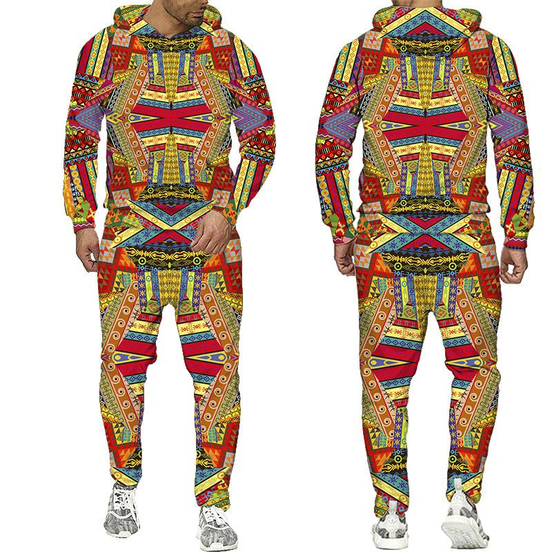 Народные толстовки с 3d принтом на заказ, брюки, костюмы для мужчин и женщин, спортивный костюм, комплекты из 2 предметов, с длинным рукавом, этнический стиль, африканские даньшики, мужская одежда