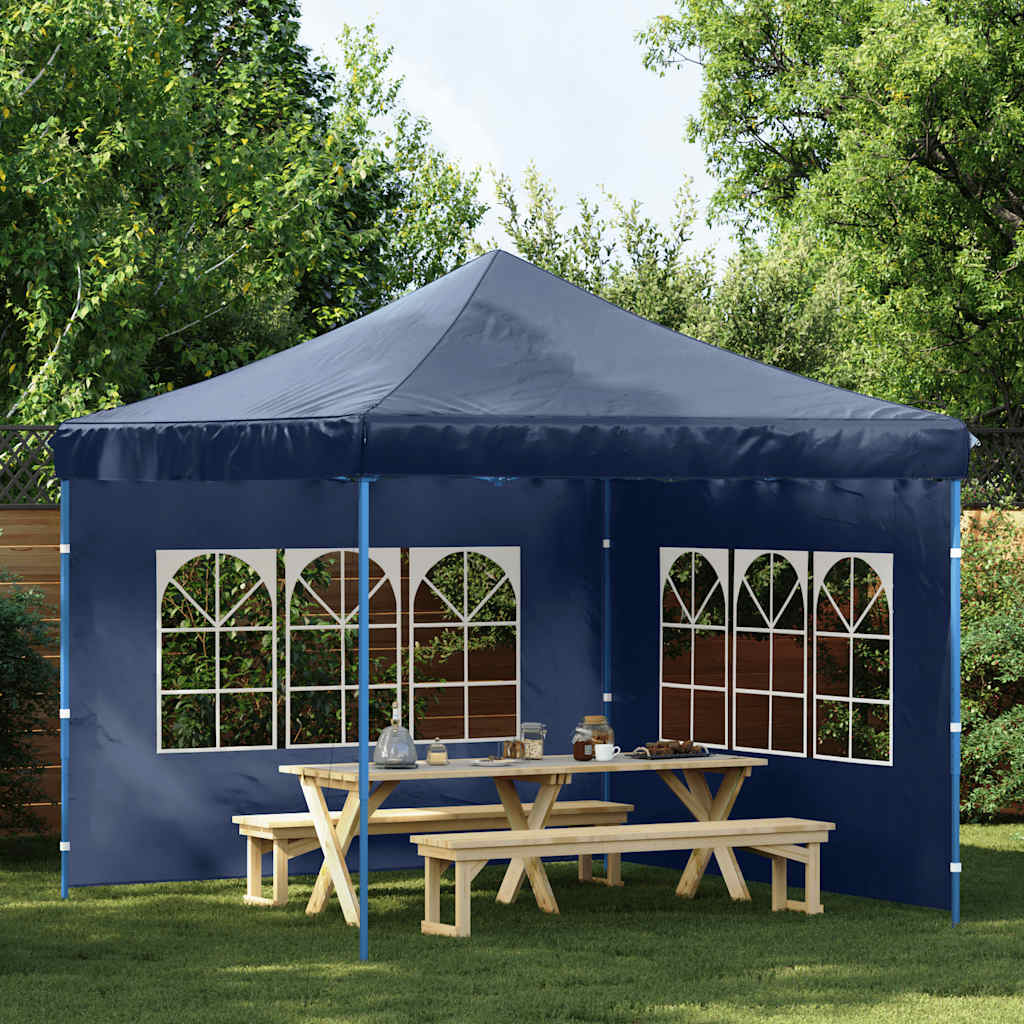 Party Tent Side Walls 2 Pieces with Windows PE Blue