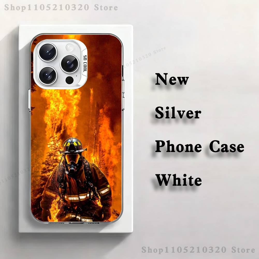 Fire Safety Firefighter Phone Case For iPhone 17,16,15,14,13,12,11,Pro,XS,Max,Plus,Mini,SE4,E white Matte Shockproof Cover