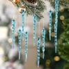 Sparkling Crystal Icicle Clear Glass Christmas Tree Ornaments Xmas Hanging Decorations Holiday Party New Year Festive Home Decor