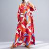 Early Autumn Bohemian Retro Cotton and Linen Print Loose Casual Long Sleeved Big Swing Long Dress for Women Dresses