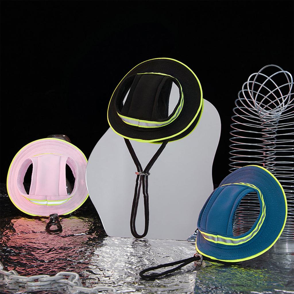 Reflective Pet Cap for Night Walk Safe Dog Hat with Adjustable Neck Strap Breathable Puppy Walking Hat Camping Gear