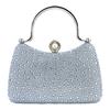 Fashionable Evening Purse Crossbody Handbag With Sparkling Rhinestones Delicate Chain Strap Shoulder Bag For Women Silver