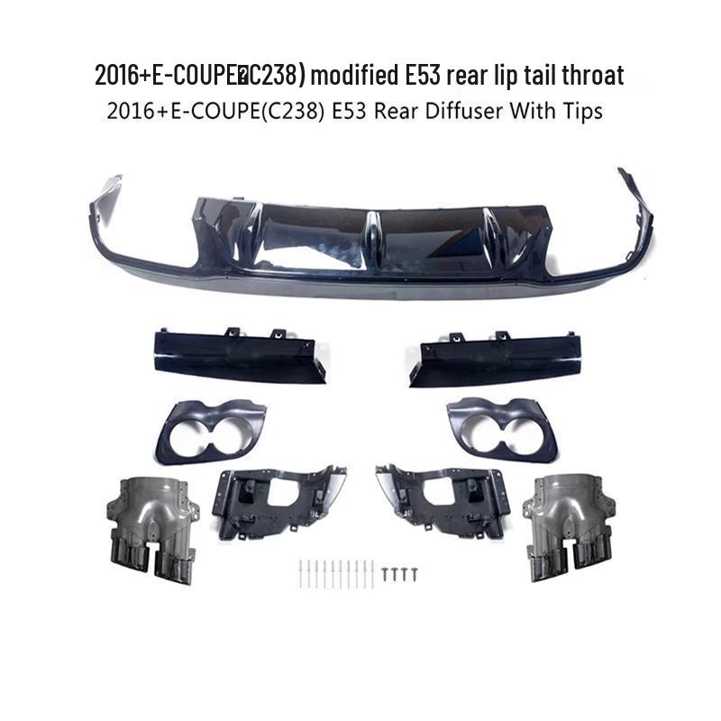 Rear Lip Diffuser with Quad Tailpipes for 16-21 Mercedes-Benz E-Class Coupe AMG E53/E63