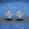 Female Star 925 Sterling Silver Mosan Earrings Four Leaf Clover Moissanite Stud Earrings