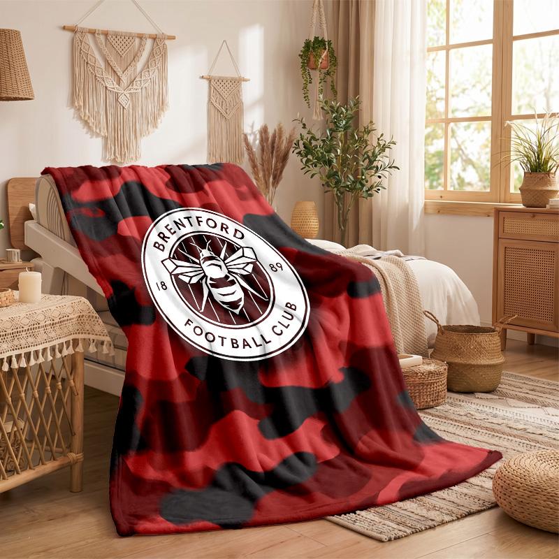 Brentford Football Print Flannel Blanket Soft Warm Sofa Bed Throw Blanket For Home Office Bedroom