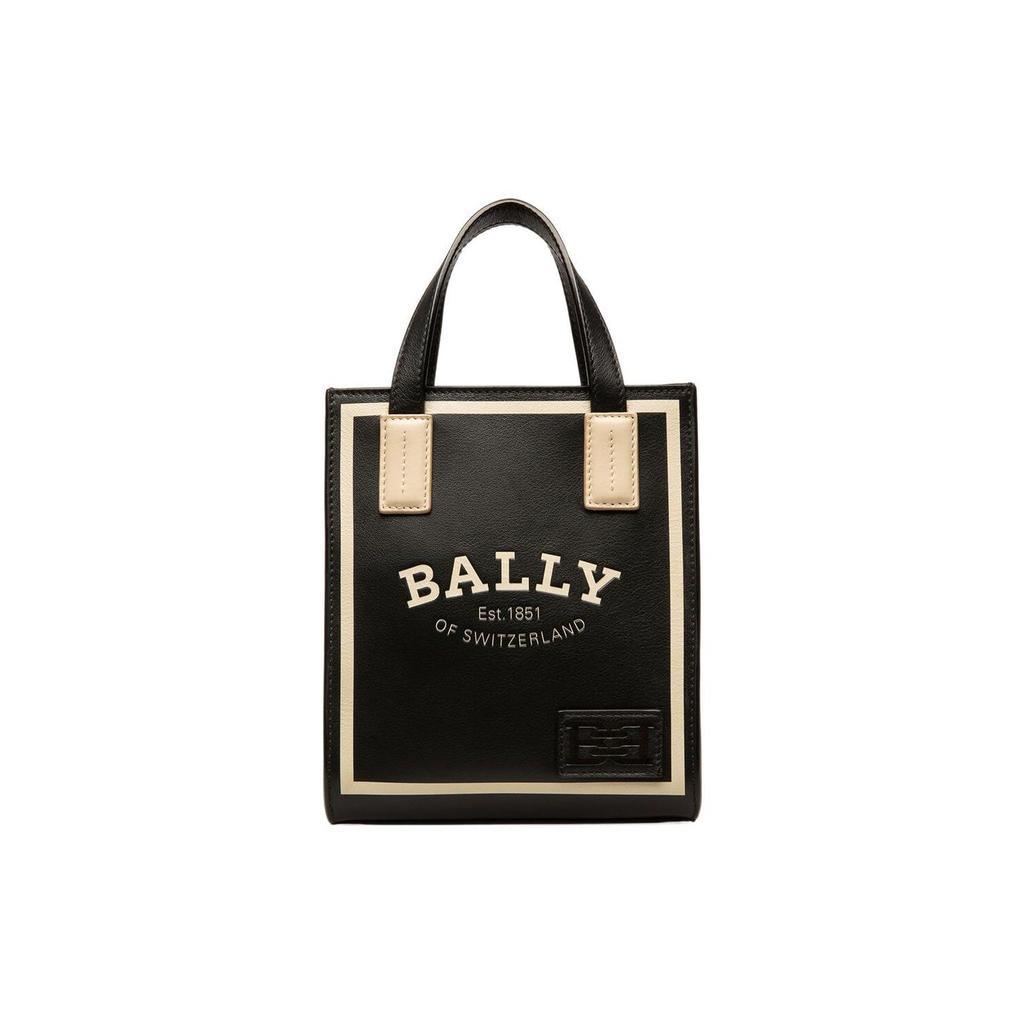 Bally Crystalia 16 Сумка-тоут на молнии из телячьей кожи Сумка для покупок Сумка через плечо Мини-тоут женская Черная 6301557
