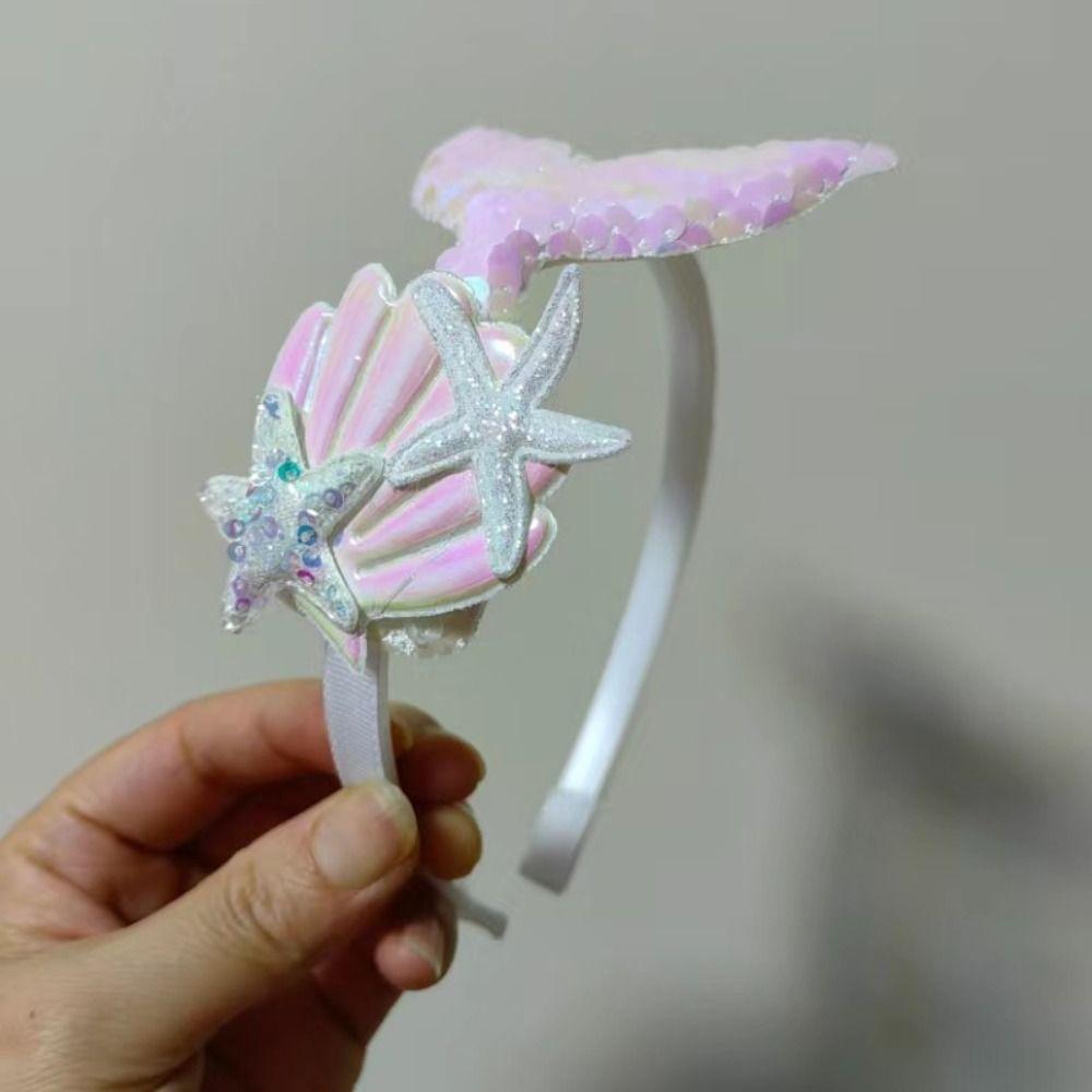 Princess Laser Sequin Hairband Cartoon Mermaid Headwear New Hair Hoop Wash Face
