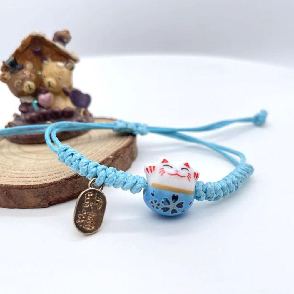 Браслет-веревочка ручной работы Манеки-неко Женский браслет на руку Креативное плетение красной веревочкой Мужской