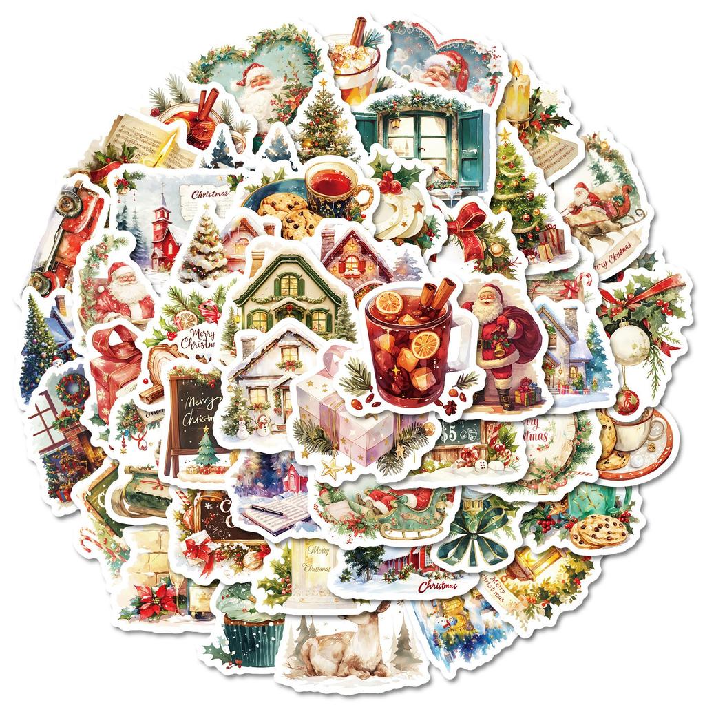 50 шт. Рождественские наклейки для продажи компьютерных книжек, мобильных телефонов, чехлов, багажа, рождественских подарков, наклеек