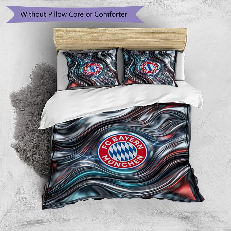Bayern Munich Pattern Printed 3PCS Bedding Set Soft Skin-Friendly Washable Duvet Cover & Pillowcases Set All Season Bedroom