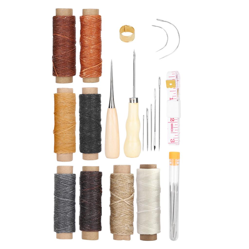 28Pcs Leather Sewing Kit Needles Thread Hand Repair Tools DIY HandMade Craft Set