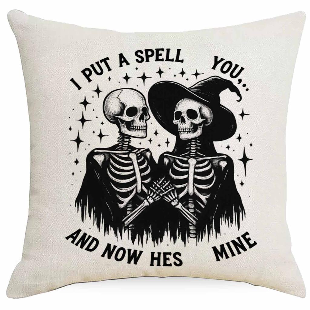 Halloween Couple Skull Print Pillowcase Home Sofa Cushion Pillowcase