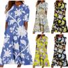 Women's Summer Casual Fashion Floral Printed Short Sleeve Button Pocket Dress