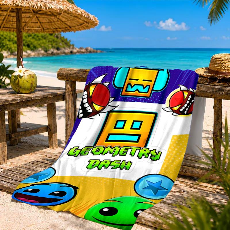Geometry Dash: Dance To The Beat Beach Towel, Quick-drying, Easy to Care for, Suitable for Both Fitness and Beach Vacations,Sports Essential