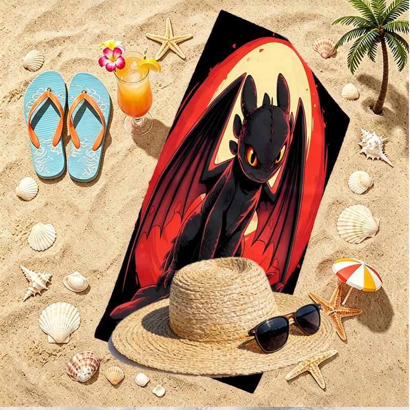 How to Train Your Dragon Print Beach Towel, Versatile Lightweight Absorbent Beach Towel for Pool Surf Yoga Bathroom, Perfect Birthday Holiday Gift