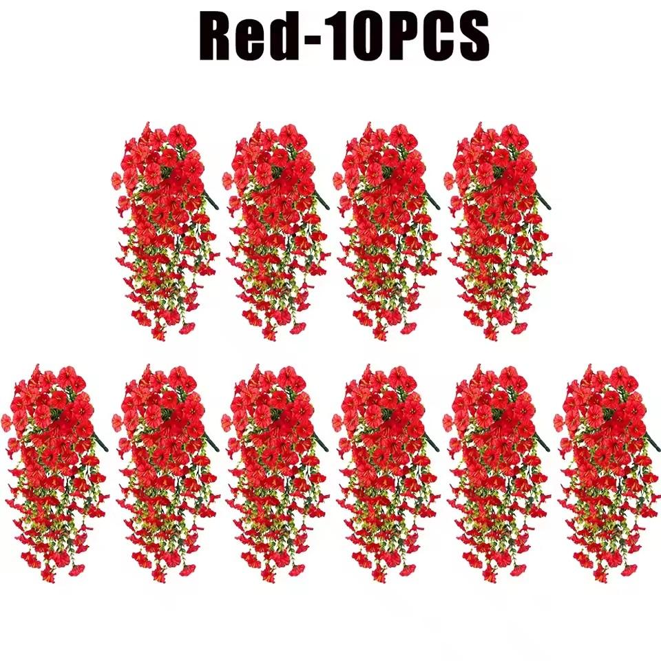 1/10PCS Artificial Morning Glory Hanging Flowers Fake Flower Outdoor Home Garden Wall Hanging Petunias Plants Wedding Decoration