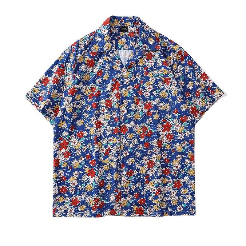2026 Men's Floral Shirt Loose Fashionable Beach Style Casual Short Sleeve Shirt