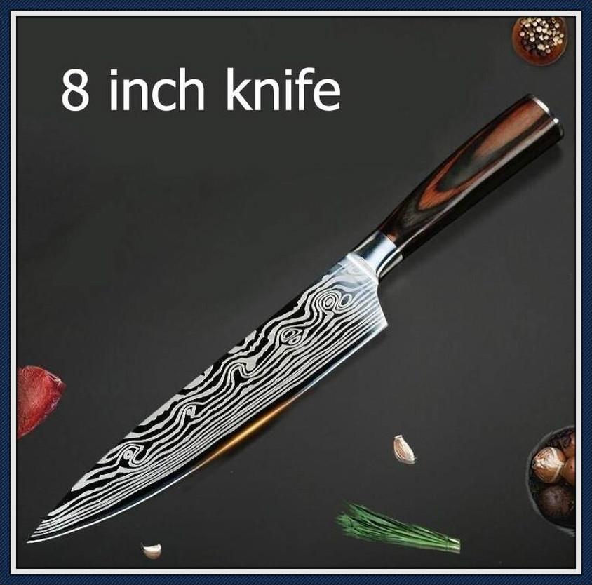 Кухонные ножи 8 дюймов из булата, Профессиональный японский нож из булата, Нож шеф-повара