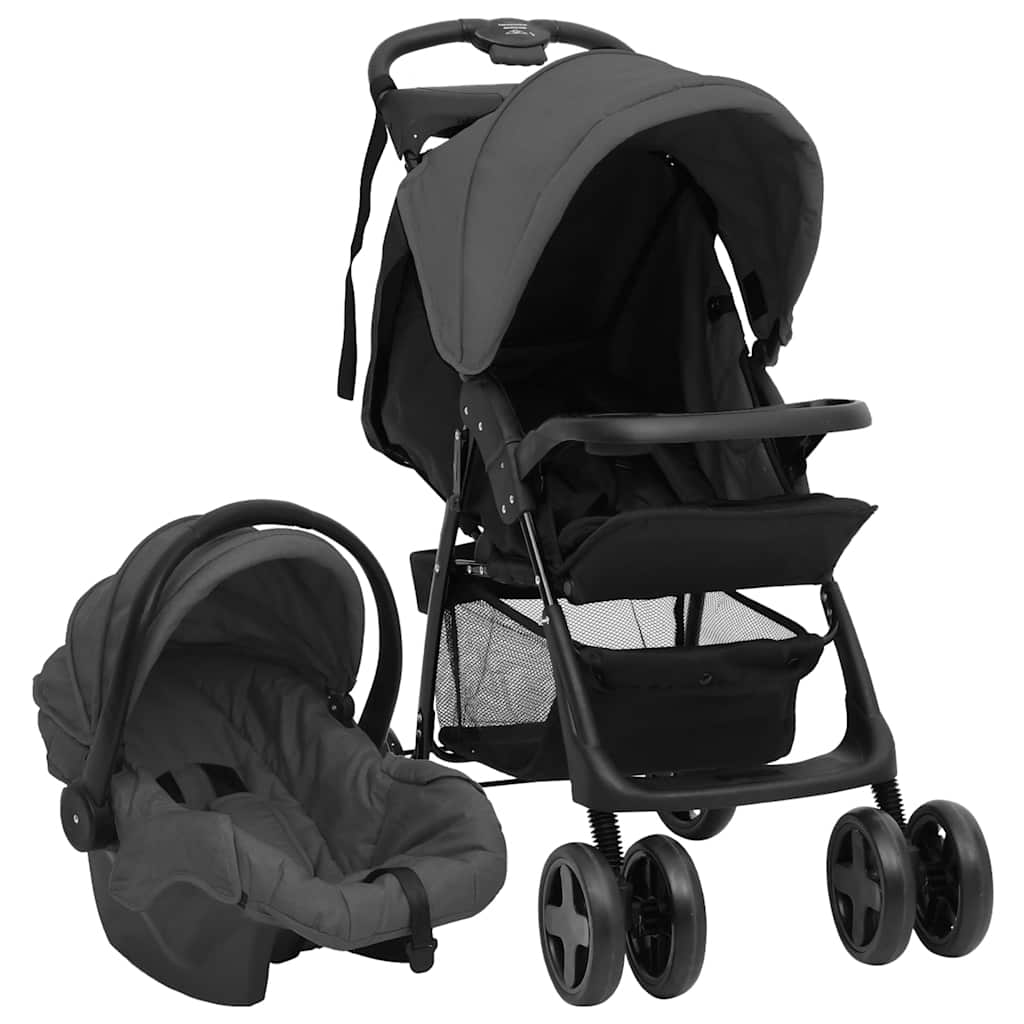 3 in 1 Stroller in Dark Gray and Black Steel