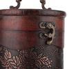 Portable Vintage Round Wood Single Red Wine Storage Box With Handle Retro Gift