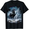 Beautiful Black Horse Running Through the Snow T-Shirt(1)
