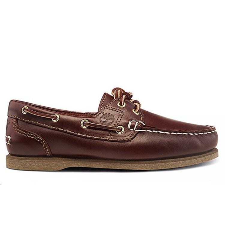 Timberland Top Layer Cowhide Slip-Resistant Durable Low-Top Boat Shoes Women Sneakers Brown 72333W