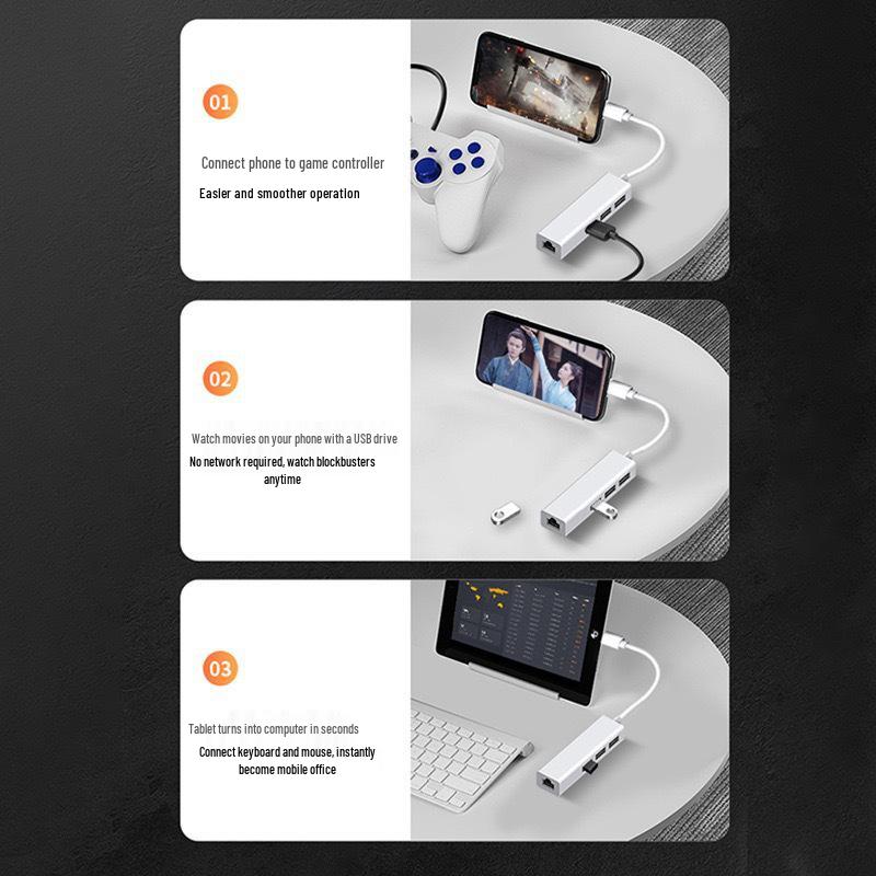 Сетевая карта RJ45 + USB 2.0 концентратор с поддержкой Gigabit