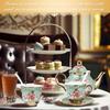20 Pcs Porcelain Tea Set with Metal Holder Adult Ceramic Tea Party Set European Flower Tea Cup Saucer Set for Adult Women