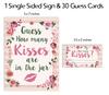 Inkdotpot How Many Kisses In The Jar White Floral Bridal Shower Game 1 Sign + 30 Cards