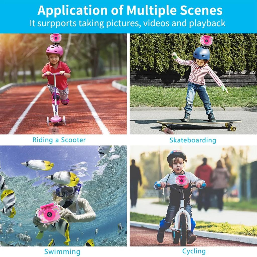 Детская камера Водонепроницаемая подводная камера 2-дюймовый экран 1080P HD Цифровая детская видеокамера Для помещений и улицы Экшн-камеры