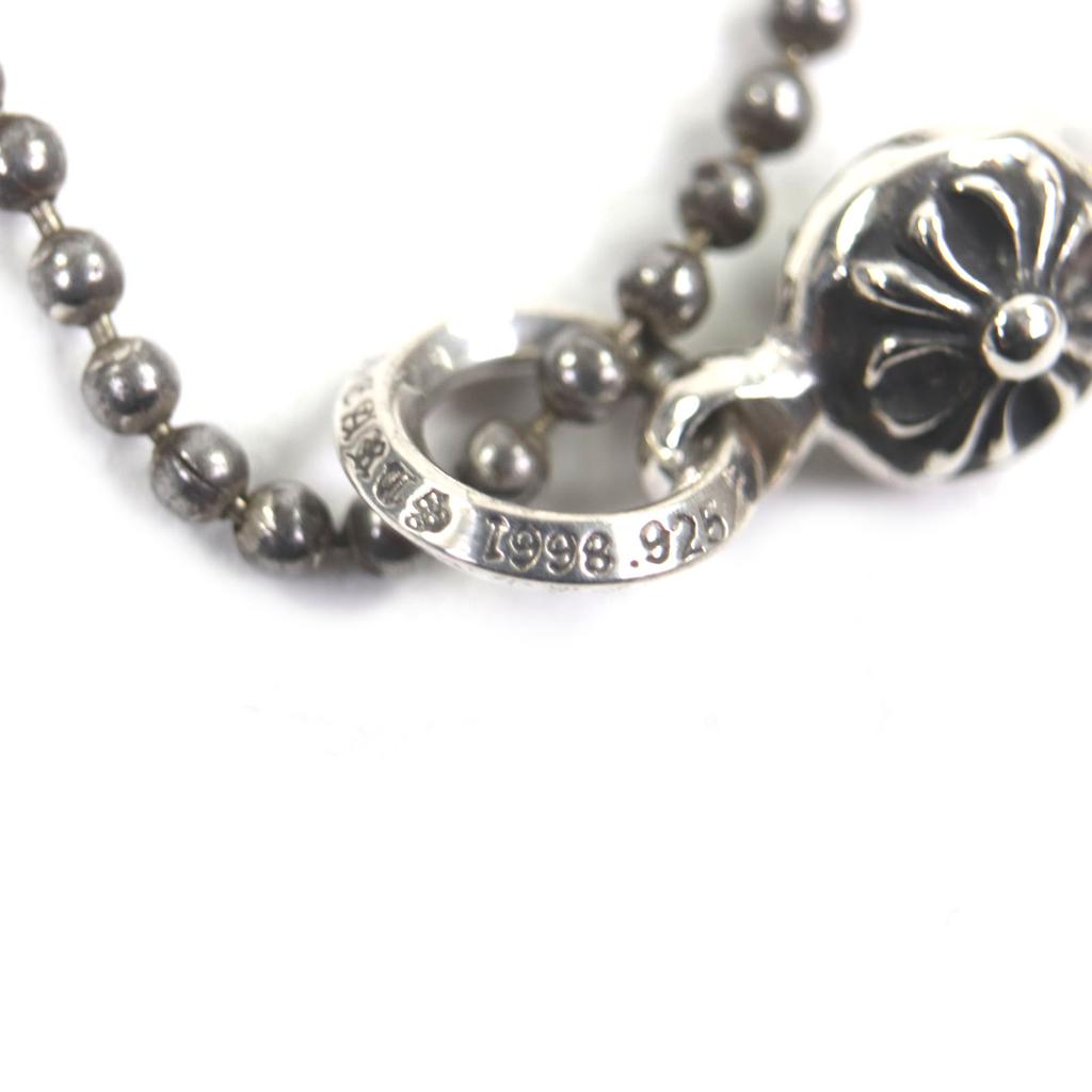 Excellent CHROME HEARTS Necklace 1 Ball Tiny CH Cross Pendant Silver 925 Mens Used