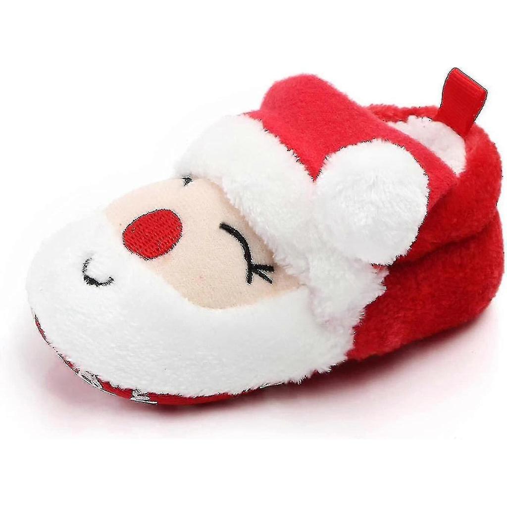 Christmas Baby Winter Shoes Newborn Plush Warm Snow Boots Christmas Santa Soft Soled Toddler Shoes13cm