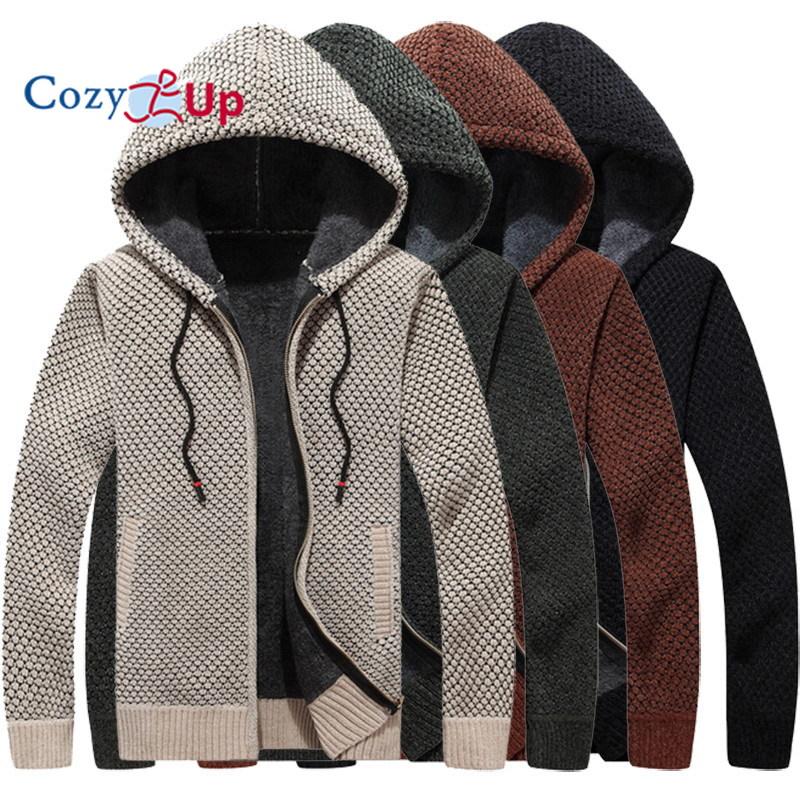 Cozy Up Men Cardigan Sweater with Thick Wool and Hoodie Casual Sweater Warm Coat