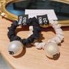 Korean Fashion Pearl Scrunchie: Double C Hair Tie In Fresh Little Fragrant Style